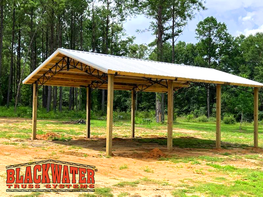 COMPLETE OPEN POLE BARN KIT - 24' X 36' BLACKWATER TRUSS SYSTEMS
