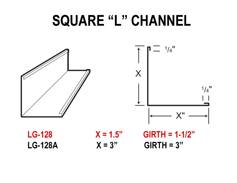 L Channel - Square - Metal Trim & Flashing Choose from 23 Colors!